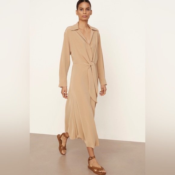 Vince Shaped Collar Long Sleeve Wrap Dress - Picture 2 of 11